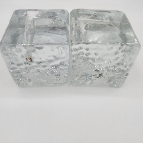VINTAGE Swedish square cube art glass Solifluer bud vases - Picture 5 of 6